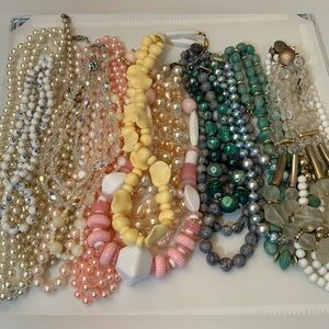 Vintage & Costume Faux Pearl And Beaded Necklace Lot